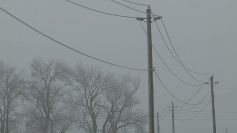 Ontario, Canada March 2016 Power lines sway in severe ice and wind storm in Ontario 2016
