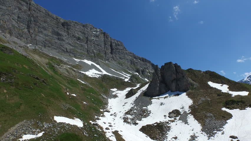 Aerial Footage of the alps in Central Switzerland, Claus pass, "Schaechental", 4K, UHD