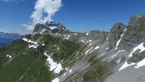 Aerial Footage of the alps in Central Switzerland, Claus pass, 