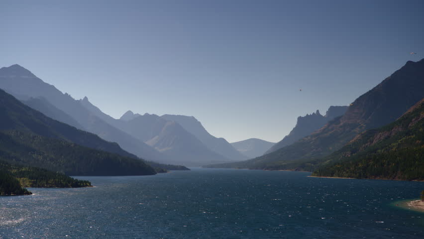Waterton Lake, Waterton Lakes National Park, Alberta, Canada. 4K.