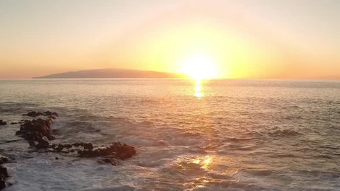 Sunset on the Atlantic Ocean. The sun sets over the island of La Gomera. Off the island of Tenerife. Time-lapse.