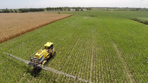 Agricultural Sprayer in Argentina. Drone Aerial Image