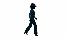 African american female jazz dancer walking on a white background