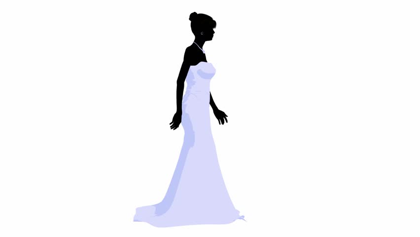 Woman in a wedding dress on a white background