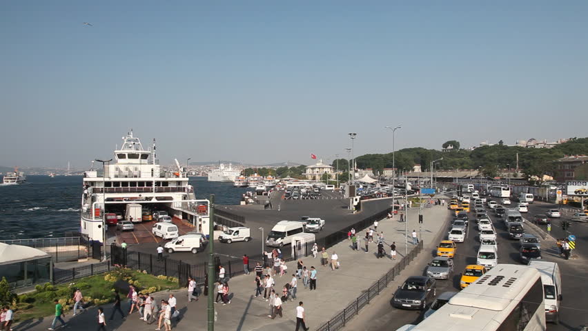 Activity at Ferry pier in Eminonu district  on July 31 2011 in Istanbul. 