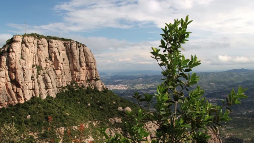 View to the landscape from the mountains of Montserrat, Spain.