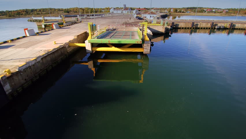 The docking area of the big ship in the harbor of Kuivastu. The very clean harbor is only gateway going through the island of Saaremaa in Estonia