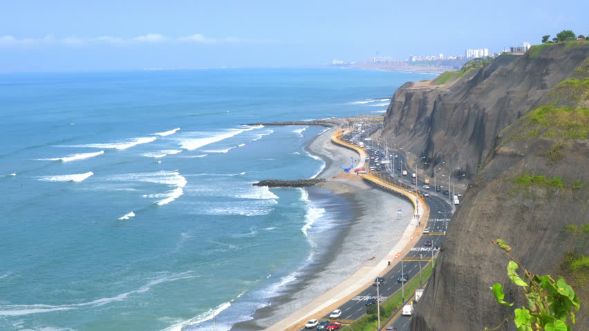 Shoreline Landscape and Road in Lima, Peru image - Free stock photo ...