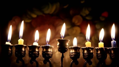 Hanukah candles celebrating the Jewish holiday