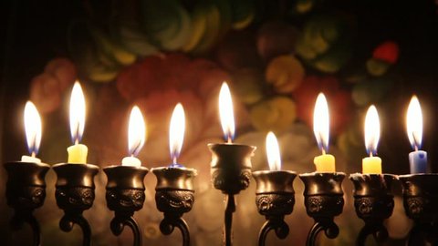 Hanukah candles celebrating the Jewish holiday