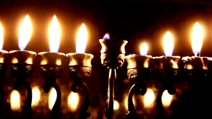 Hanukah candles celebrating the Jewish holiday Royalty-Free Stock Footage #15567178