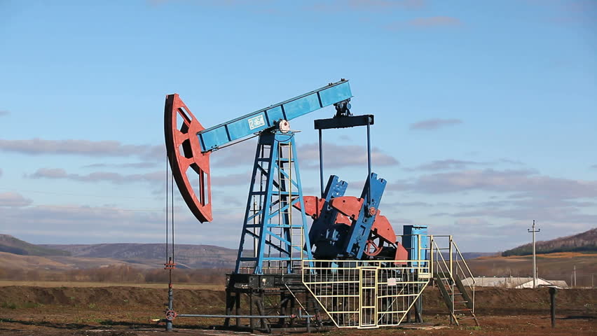 Oil pump over blue sky