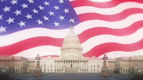 United States Capitol Flag Motion Background Stock Footage Video (100% ...