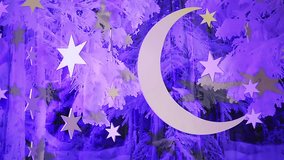 Fantastic winter night sky decorations with moon and stars, lullaby background - Powered by Shutterstock - Get 15% off with code: PIKWIZARD15
