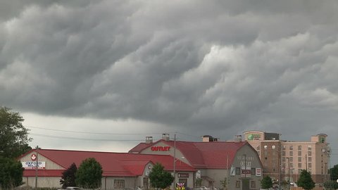 Waterloo, Ontario, Canada August 2014 Dark storm clouds and shelf cloud from approaching severe thunderstorm