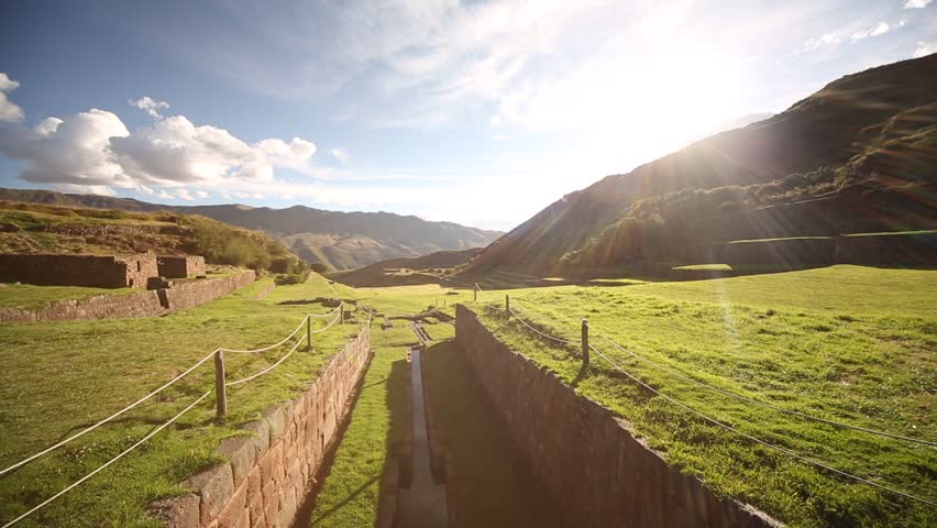 Inca ruins of Tipon in the east of Cusco in the Andes of Peru, South America. HD Video footage