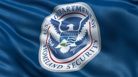 4K USA Homeland Security flag waving in the wind. Seamless loop with highly detailed fabric texture.