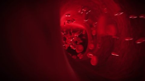 medical 3d animation of blood pumping through an artery 
