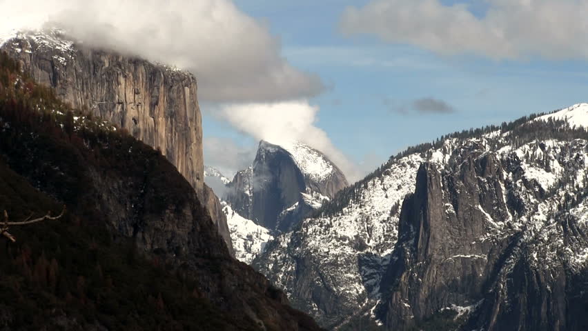 Halfdome And Clouds In Blue Sky Sped Up Yosemite California
