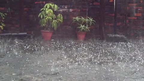 Slow motion of strong hail