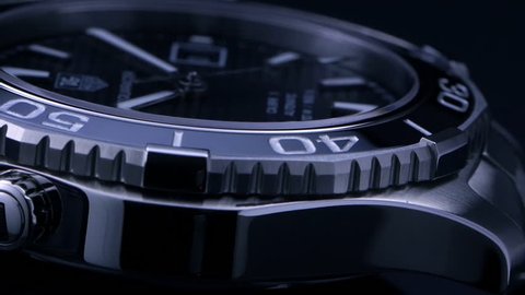Luxury swiss mechanical watch studio shot / Stainless steel and ceramic bezel