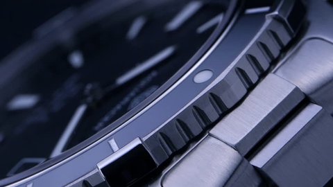 Luxury watch - macro studio shot / Beautiful stainless steel mechanical watch - made in Switzerland