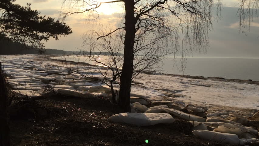 Camera moves from right to left and removes beautiful landscape of the gulf. Dolly hd video.