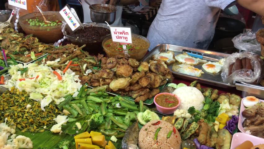 Nam phrik Thai cuisine at a market in Bangkok Thailand