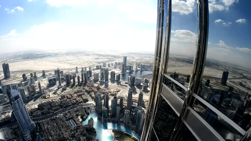 Dubai fisheye aerial skyline on a beautiful day. | Shutterstock HD Video #15637066