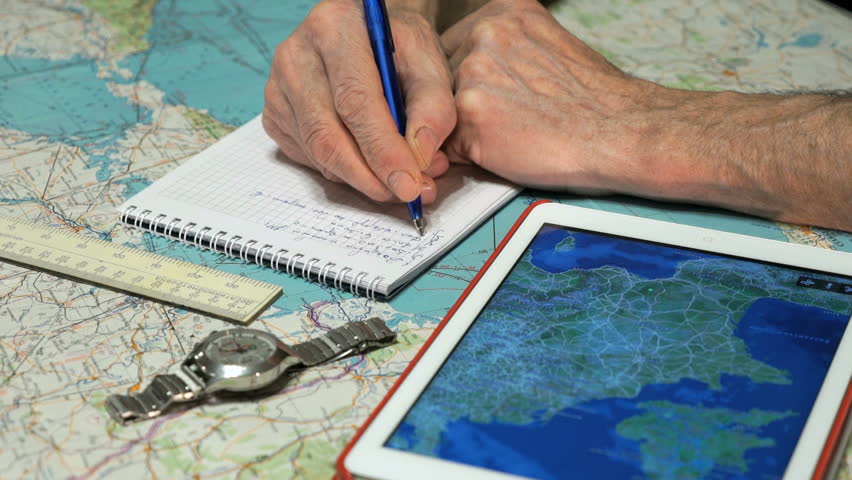 Captain of the aircraft plans a flight route