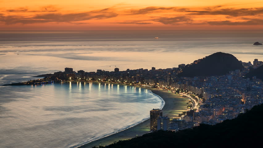 Sunset Over Copacabana Beach In Stock Footage Video 100 Royalty Free Shutterstock