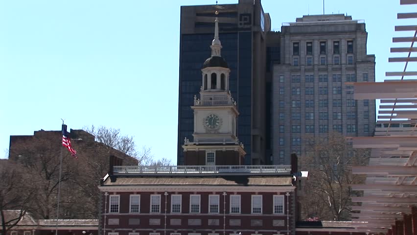 A wonderful view of Independence Hall, Philadelphia and the clock-tower on top.