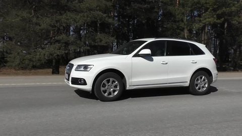 MINSK, BELARUS - MARCH 31, 2016: Audi Q5 2.0 TFSI at the test drive in Minsk, Belarus. Audi Q5 SUV is powered by 2.0 liter turbocharged engine, which produces 230 hp of power.