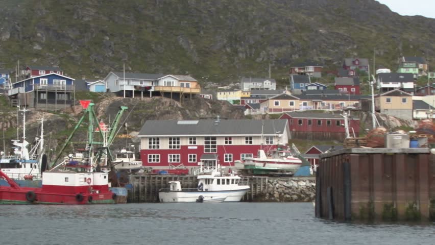 View from boat arriving in Qaqortoq , Greenland