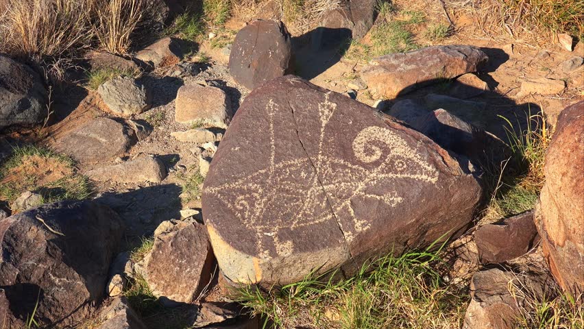 Petroglyph at Three Rivers Petroglyph site in New Mexico, USA.