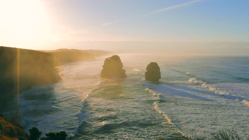 Top view of Gibson Steps by the Twelve Apostles in Port Campbell National Park on the Great Ocean Road, Victoria state, Australia.