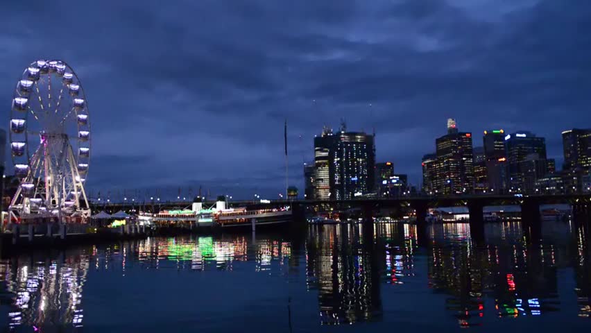 Darling Harbour at night.
