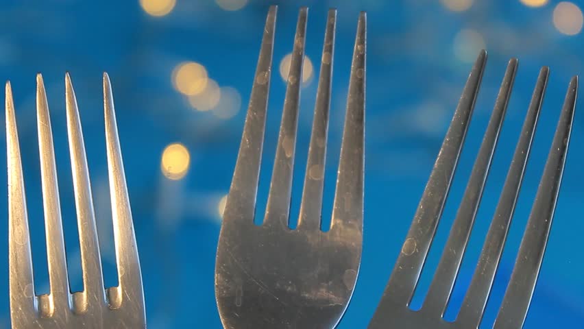 fork, spoon and knife in closeup