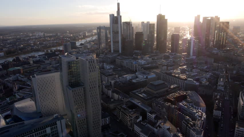 Aerial shot Frankfurt Skyline Royalty-Free Stock Footage #15706657