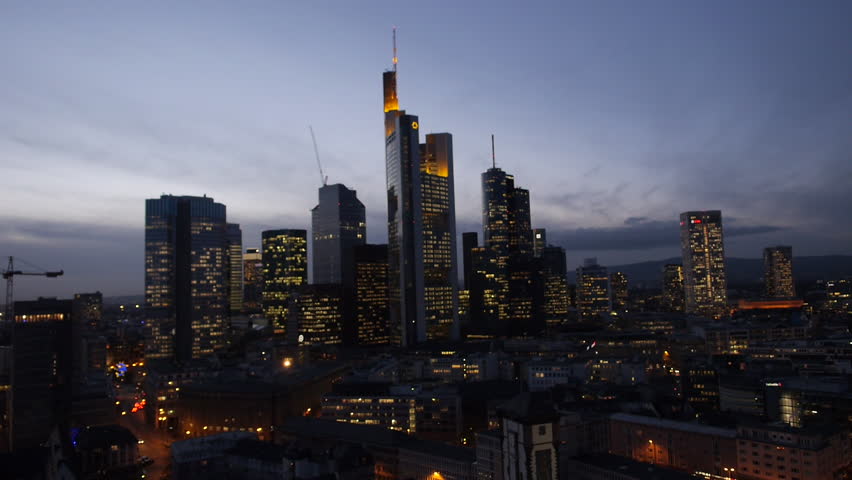 Aerial Drone Evening Shot Frankfurt Royalty-Free Stock Footage #15706660