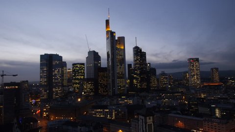 Aerial Drone Evening Shot Frankfurt