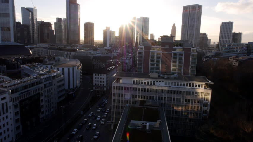 Aerial drone shot Frankfurt Royalty-Free Stock Footage #15706666