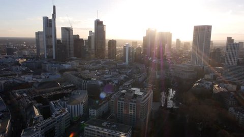 Aerial drone shot Frankfurt