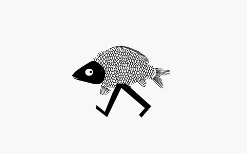 Funny walking fish (loop animation)