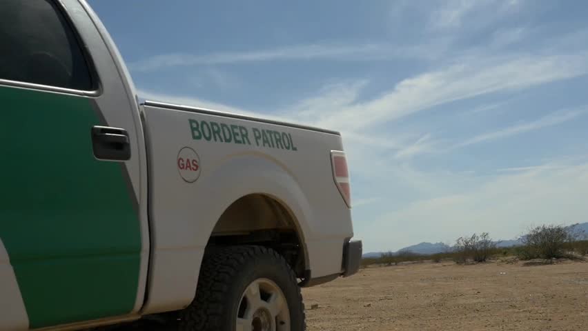 A US Border Patrol truck on standby in the desert