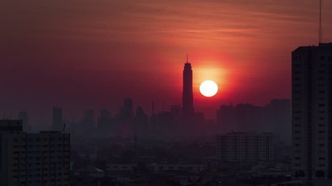 cityscape bangkok sunrise roof top panorama 4k time lapse thailand