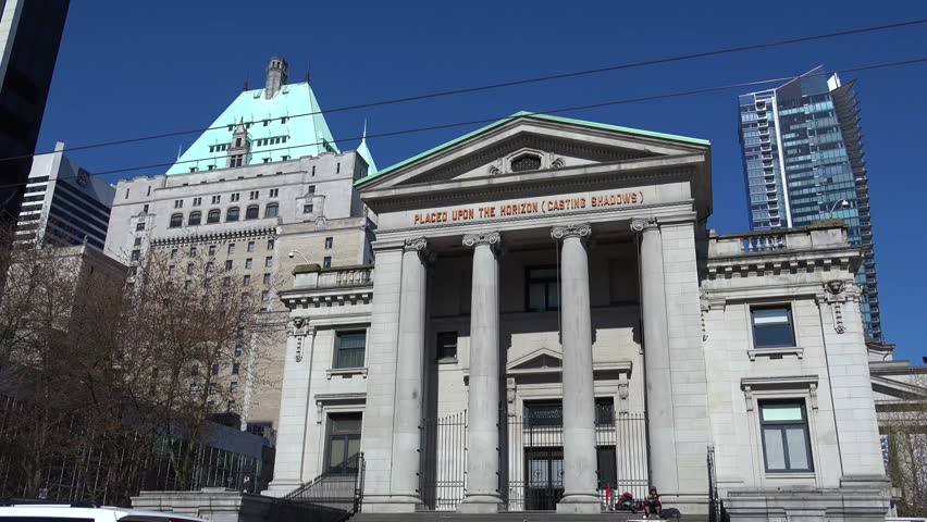 Vancouver Art Gallery and Hotel Vancouver in Vancouver Canada near Robson Square.