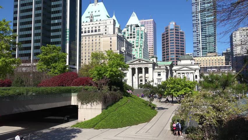 Vancouver Art Gallery and Hotel Vancouver in Vancouver Canada near Robson Square.