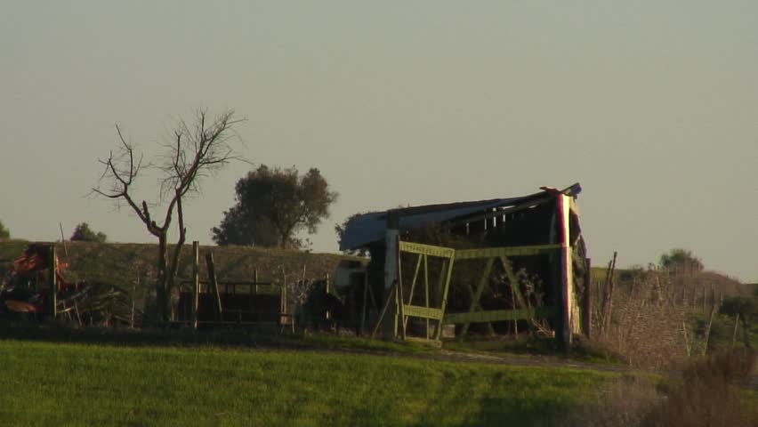 deserted old house on a empty field