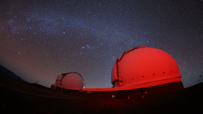 Keck Observatory Mauna Kea Facility Under Night Sky Star Trails 